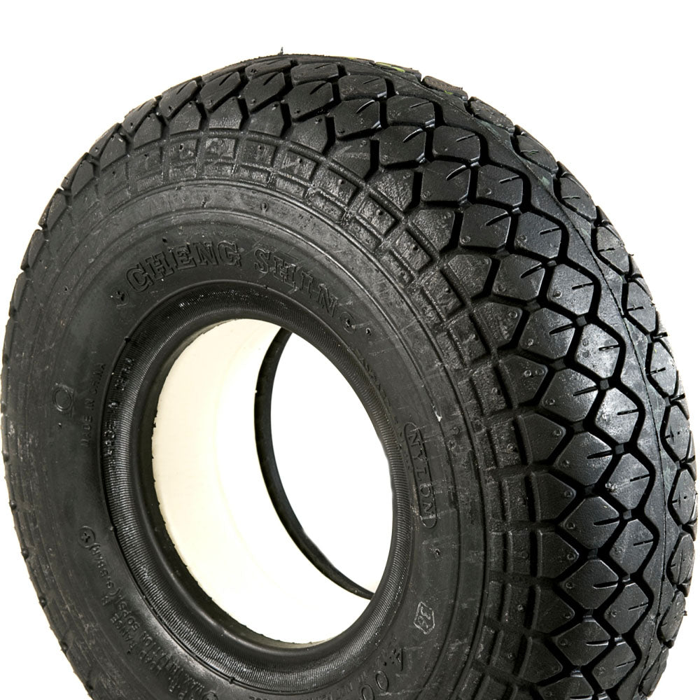 1 Set of 4 Solid Tyres (2 Rib 2 Block) 260x85 3.00-4 Grey Mobility