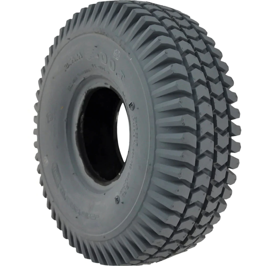260 x 85 Tyre (300 x 4 / 3.00-4) Block Tread. Pneumatic. Grey.
