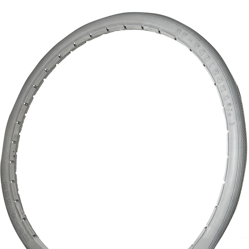 24 x 1 3/8 Solid Wheelchair Tyre (Poly Urethane) Grey. Puncture Proof.