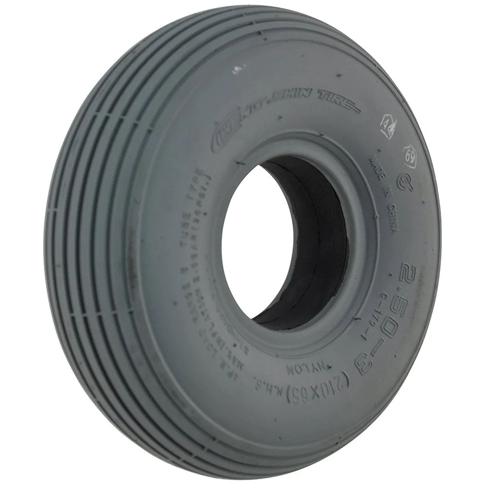 250 x 3 Tyre (2.50-3) Infilled / Solid. Grey. Rib Tread.