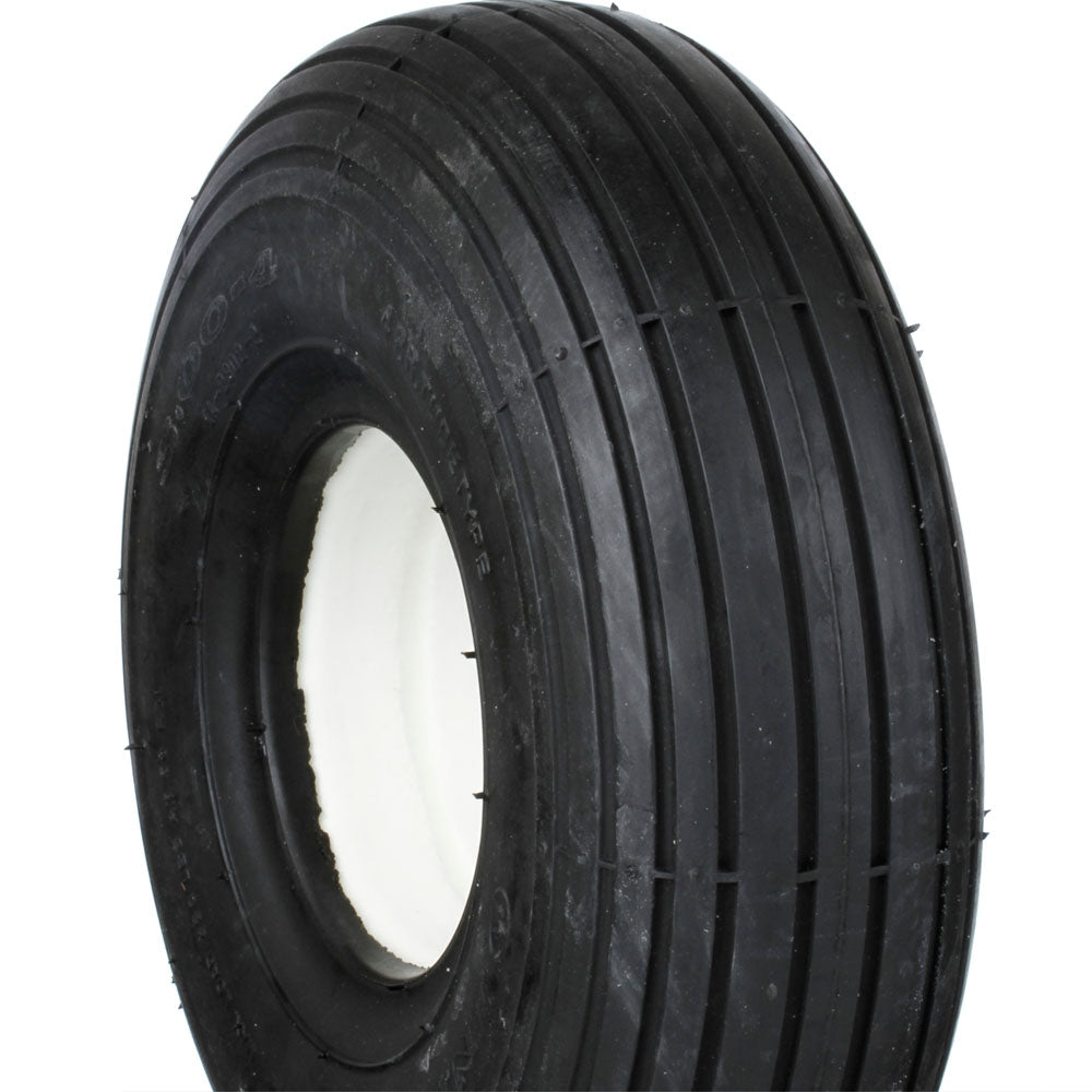 300 x 4 Solid / Infilled Tyre (3.00-4) Black Rib Tread. Puncture Proof.