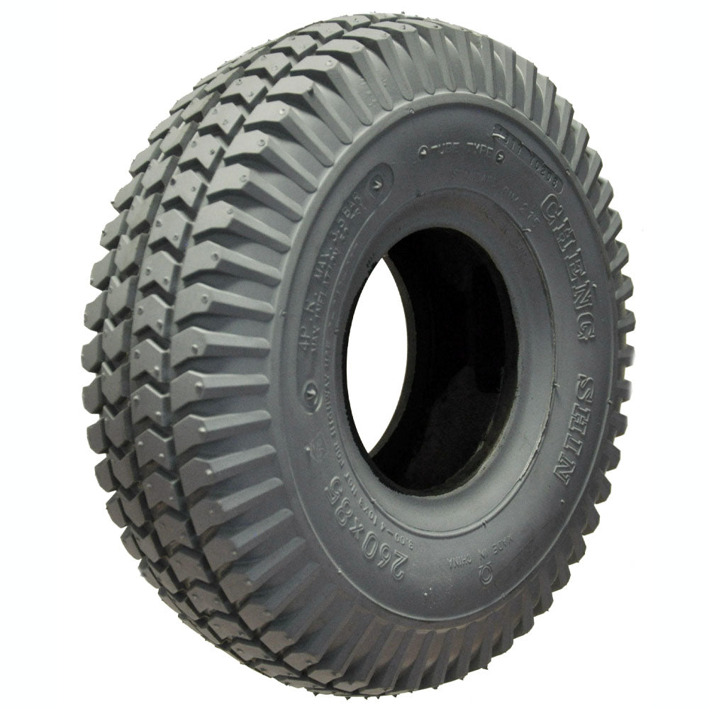 300 x 4 Tyre (3.00-4) Block Tread. Grey. Pneumatic.