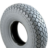 400 x 5 Solid Tyre / Infilled Tyre (4.00-5. 330 x 100) Grey. Rounded Block Tread. Puncture Proof.