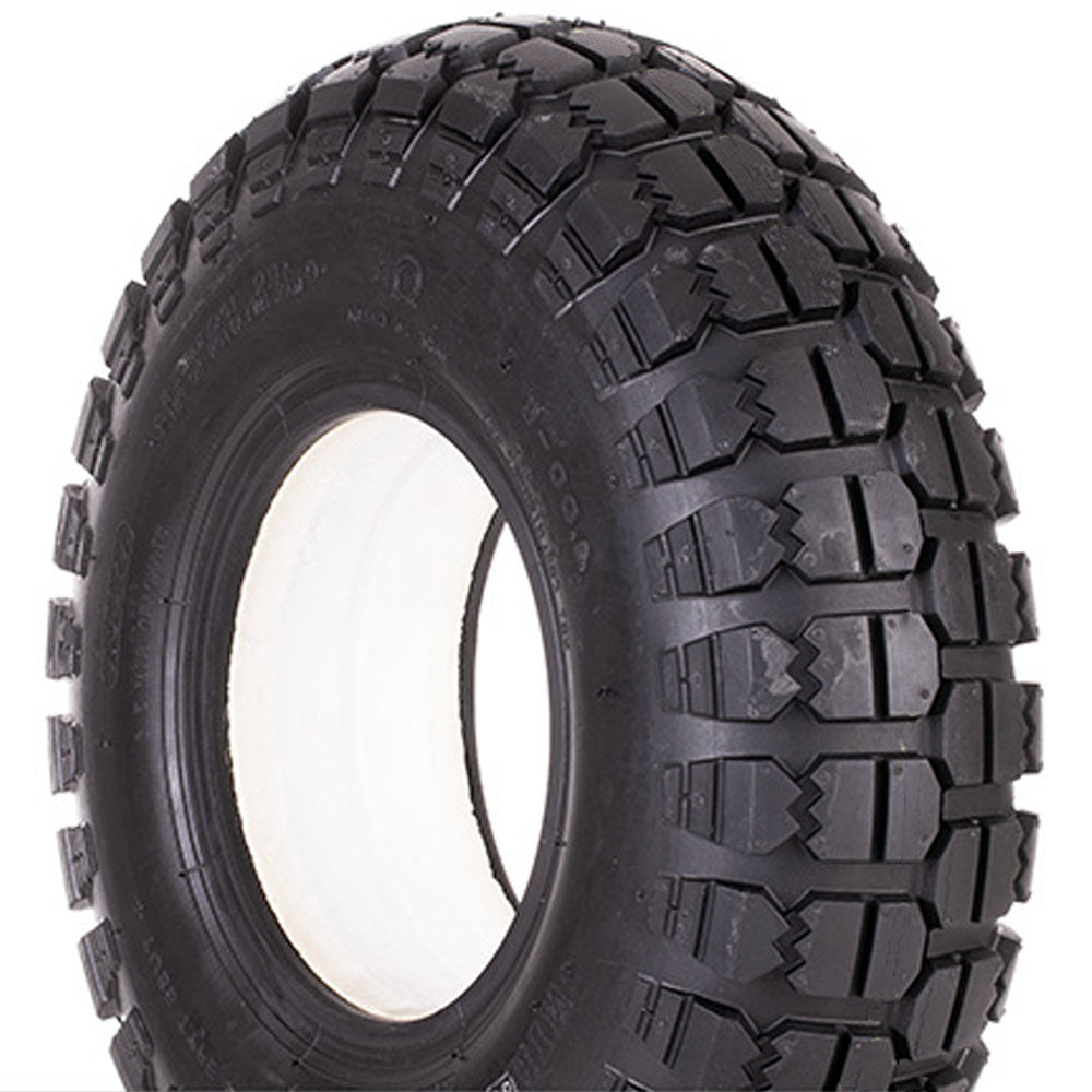 400 x 6 Solid Tyre / Infilled Tyre (4.00-6) Black. Block Tread. Puncture Proof.