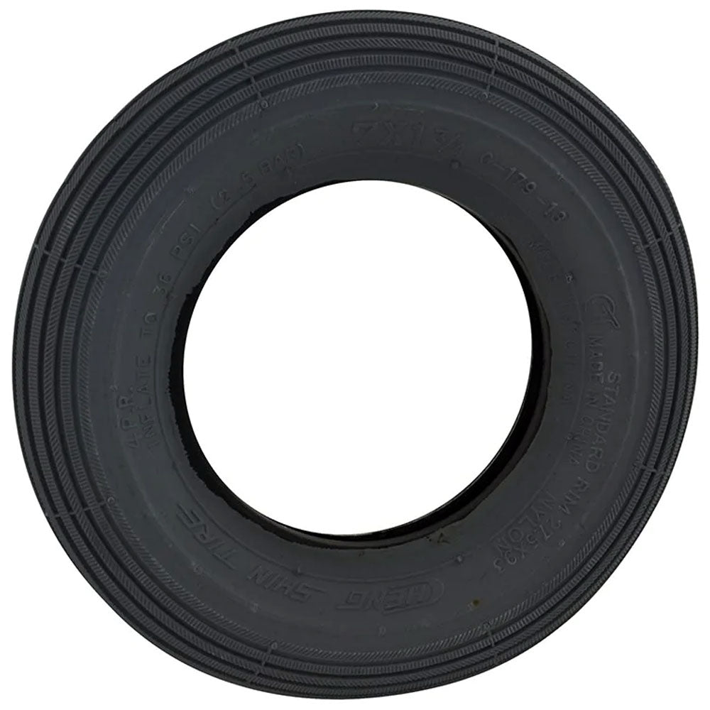 7 x 1 1/4 Tyre (190-40) Grey. Rib Tread. Pneumatic.